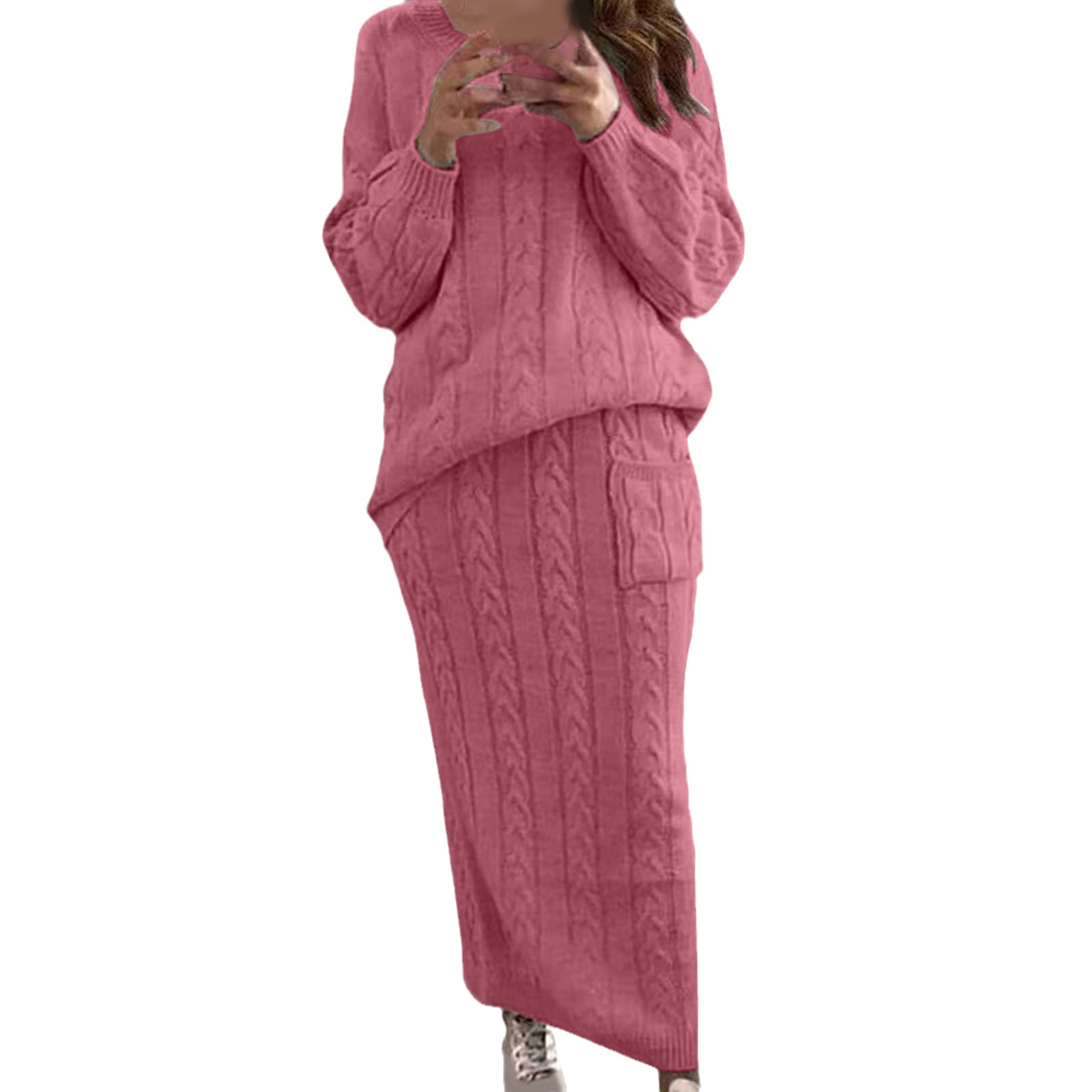 AliExpress autumn and winter new women's clothing Amazon wish European and American fashion twist needle sweater dress in stock