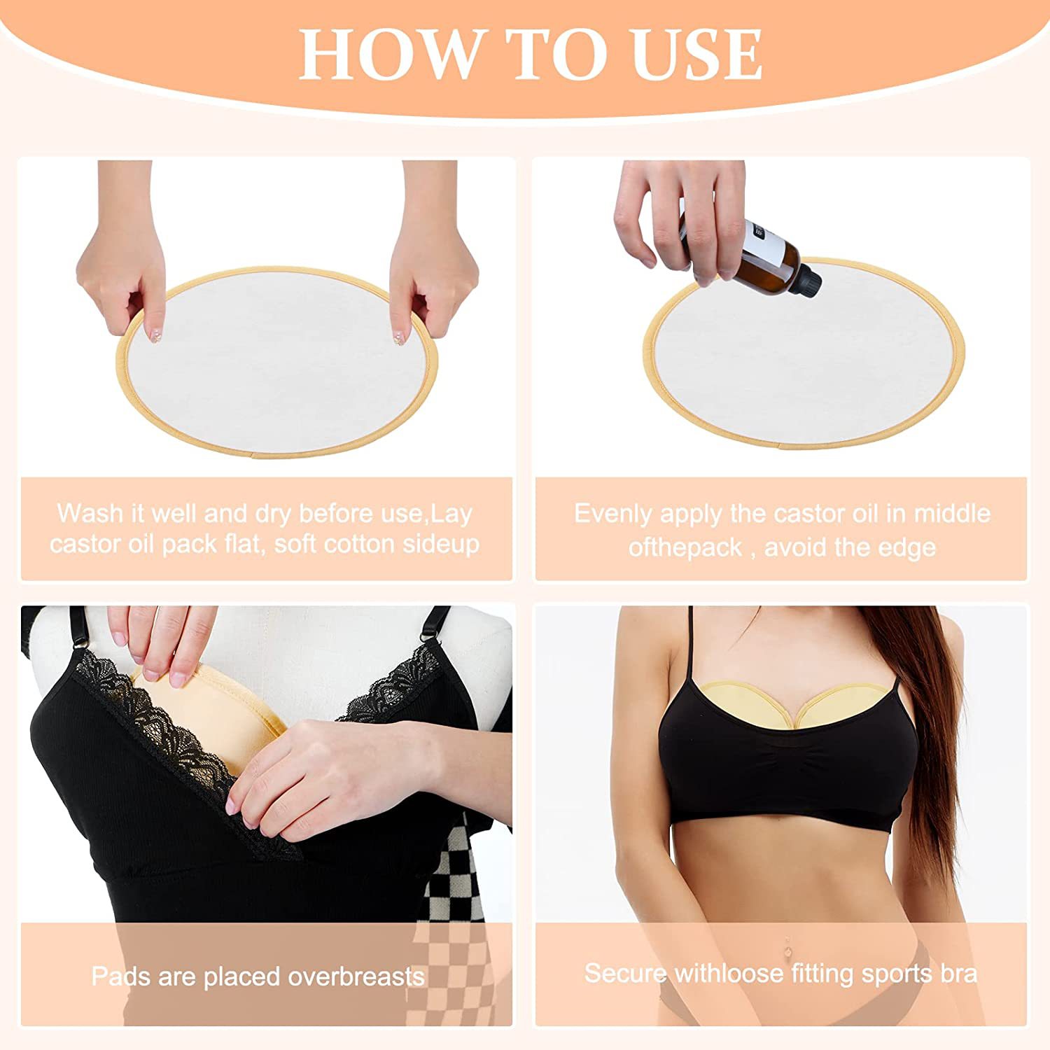 Amazon castor oil chest bag leak-proof oil washable essential oil chest care auxiliary chest pad castor oil bag in stock
