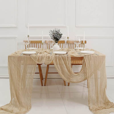 Cross-border special crepe gauze table runner wedding baby bridal shower holiday party decoration table runner tablecloth