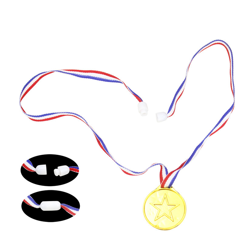 Children's Plastic Medal Tag with Safety Buckle Toy Golden Games Medal Copper Silver Toy Party Gift
