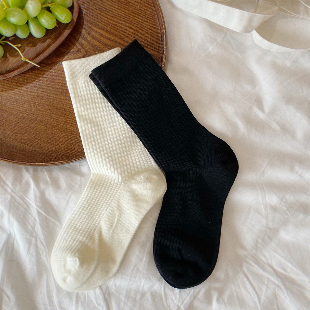 Lazy style early autumn mid-calf solid color cotton socks ins Korean fashion pile socks simple all-match comfortable pile socks confinement socks