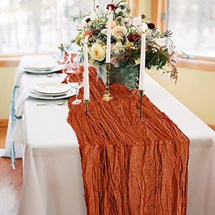 90*400cm crumpled table flag gauze translucent tablecloth cheese tablecloth holiday party country style wedding outfit