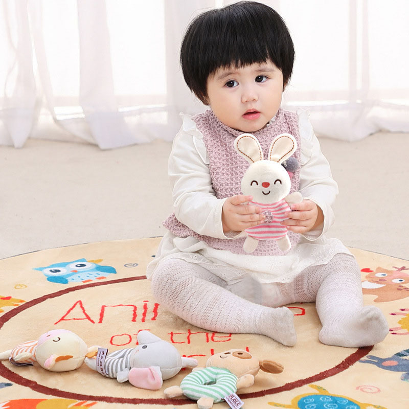TOLOLO Round Hand-cranked Baby O-Bell Animal Soothing Toy Child Soothing Hand-clasping Doll