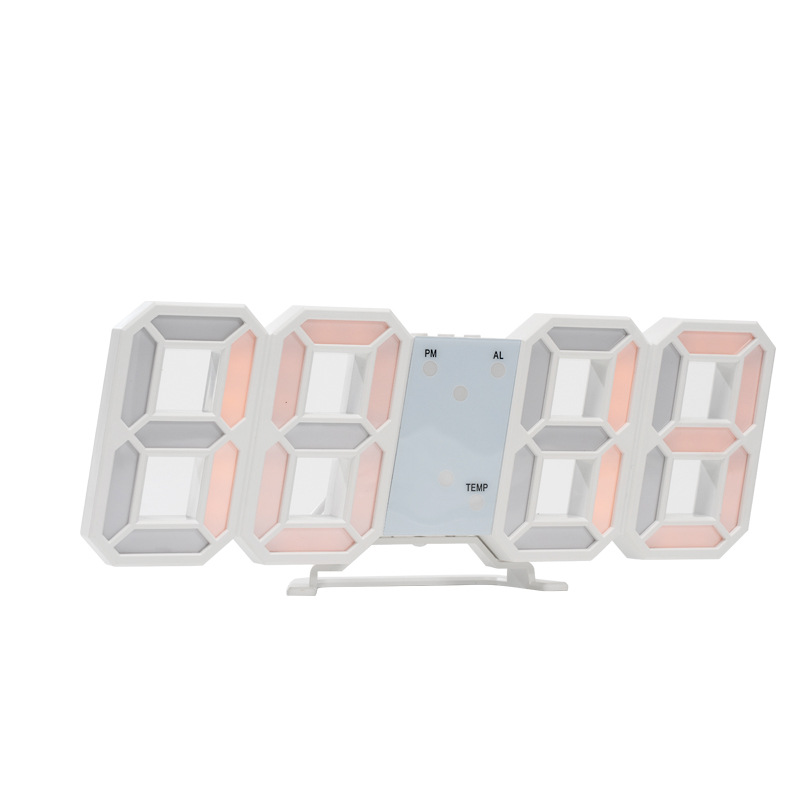 Cross-border wholesale 3D digital alarm clock creative office stereo luminous LED wall clock simple Japanese electronic clock