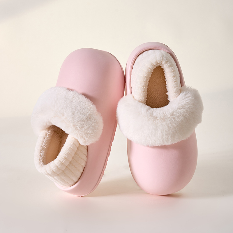 New simple waterproof cotton slippers autumn and winter plush indoor home thick bottom removable slip-on cotton slippers X