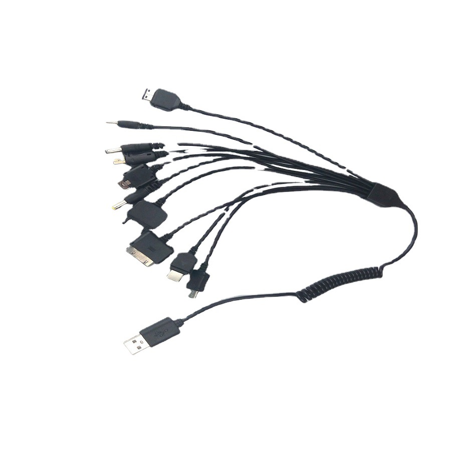 Factory direct multi-function mobile phone charging cable ten in one power cord spot new spring one drag ten data cable