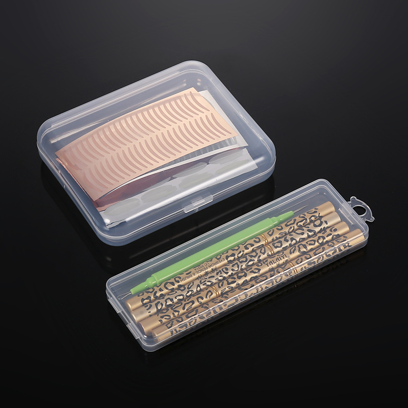 Puff plastic box double eyelid stickers pp box transparent hardened square storage box makeup tools packing box jewelry box