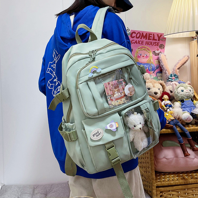 ins-style Large Capacity High School Student Schoolbag Women's Korean-style Harajuku ulzzang All-match Backpack for Junior High School Students Backpack