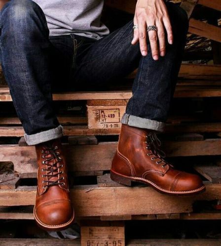 2020 Autumn New Vintage Round Toe Low Heel 44-48 Lace-Up Men's Martin Boots