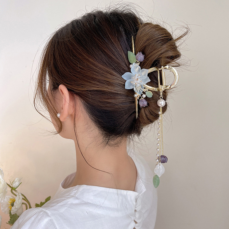 Klassieke Orchidee Kwast Grijp Clip Achterkant Hoofd Hoogwaardige Haarclip Hoofddeksel Haarelastiek Sieraden 2022 Nieuwe Haai Clip_voghion.com