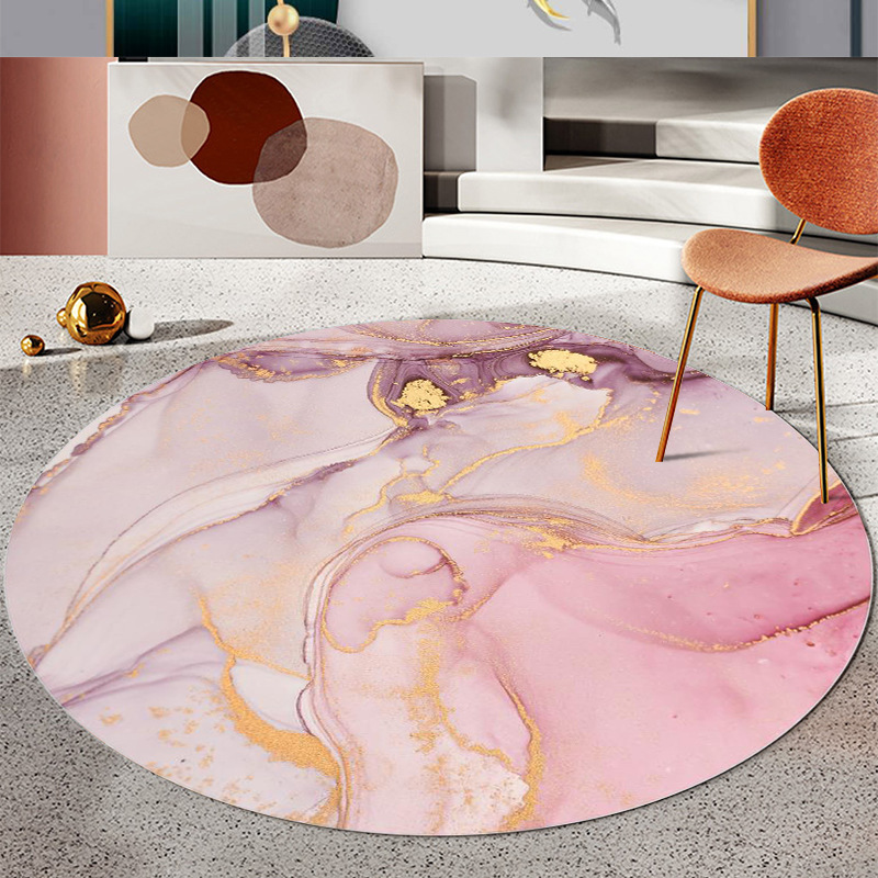 Small fresh living room sofa round mat Nordic light luxury bedroom carpet 3d printing basket mat round bed mat_voghion.com