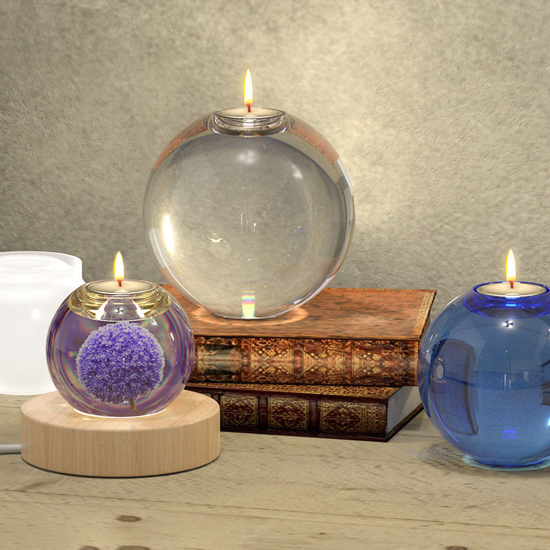 Yu Meiren diy crystal drop glue resin mold round ball candle holder ornaments mirror silicone mold Amazon