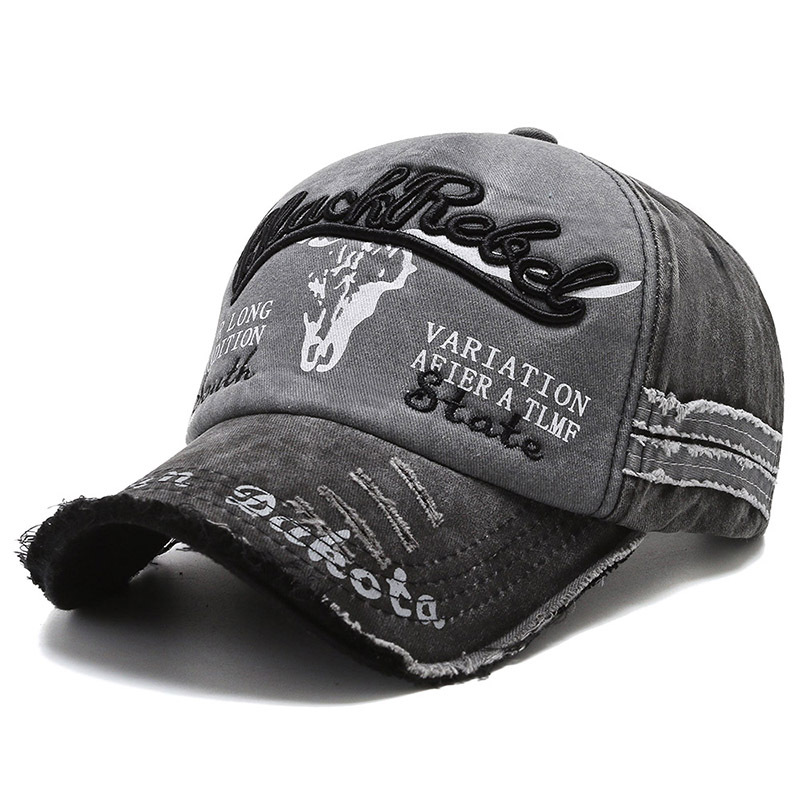 Vintage Embroidered letters washed baseball cap distressed sun hat men's and women's sun protection peaked cap sun hat Korean fashion