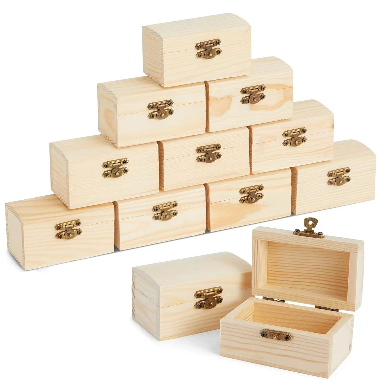 Pine wood jewelry box wooden box solid wood packaging box hand painted small wooden box solid wood crafts manufacturers in stock
