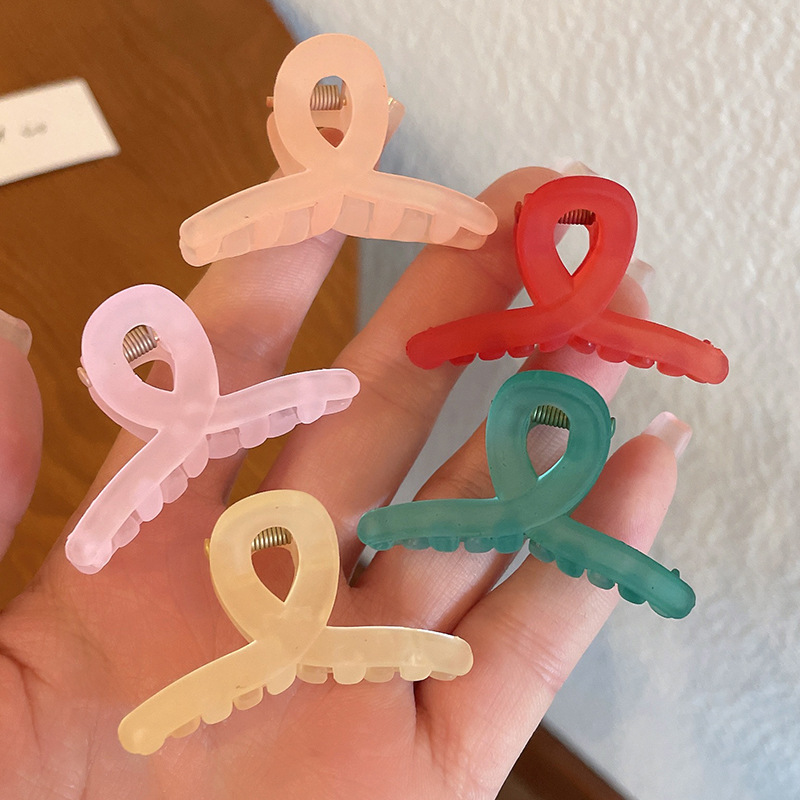 Transparent Mini Hair Clip for Girls and Girls Back of Head Small Jelly Color Cross Grab Clip for Women Simple Cute Hair Accessories