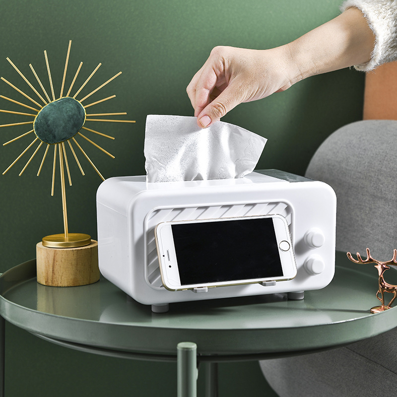 Creative tissue box multifunctional paper box living room storage tissue box mobile phone bracket spring tissue box wholesale