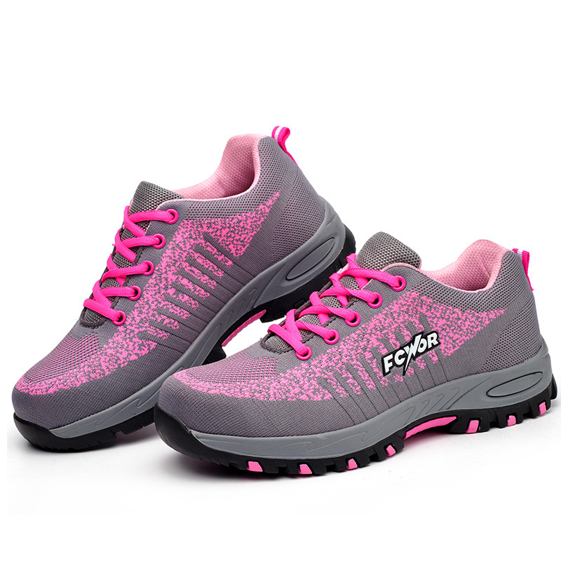 Flying Woven Labor Protection Shoes Women's Anti-smashing and Anti-piercing Work Good-looking Fashion Labor Protection Shoes Women's Comfortable Non-slip Protective Shoes