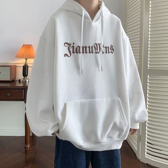 American retro sweater men's spring and autumn hiphop fashion brand ins loose plus size vintage couple hooded jacket