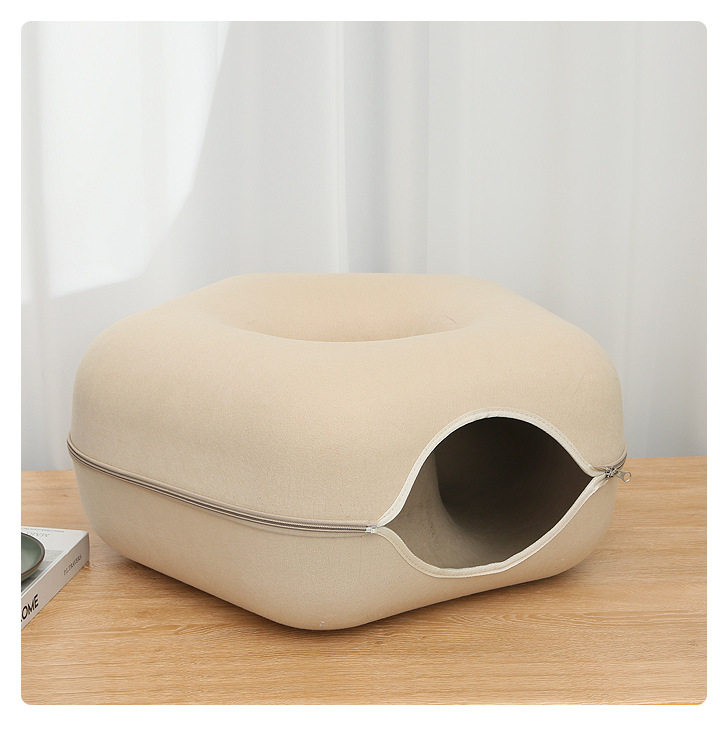 Tunnel Cat Nest Four Seasons Universal Removable and Washable Cat Nest Semi-enclosed Zipper Felt Cat Nest Cat Toy