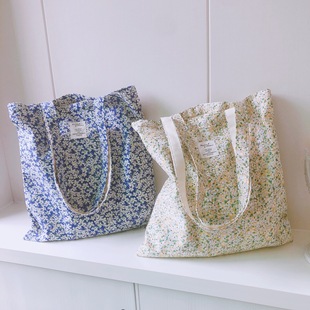 [Su Xi cloth bag] Summer new fresh floral cotton bag single shoulder Women's canvas bag large capacity niche simple