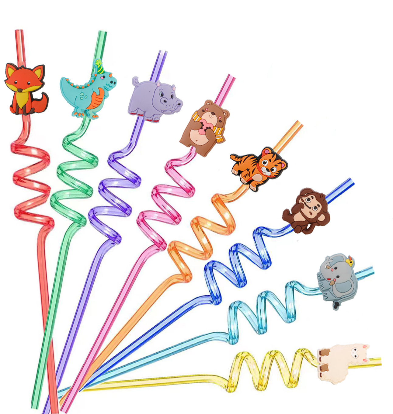 Animal Hot Cross-border Soft Glue Straw Patch Accessories Spiral Tube Patch Food Grade PETG Art Style Straw