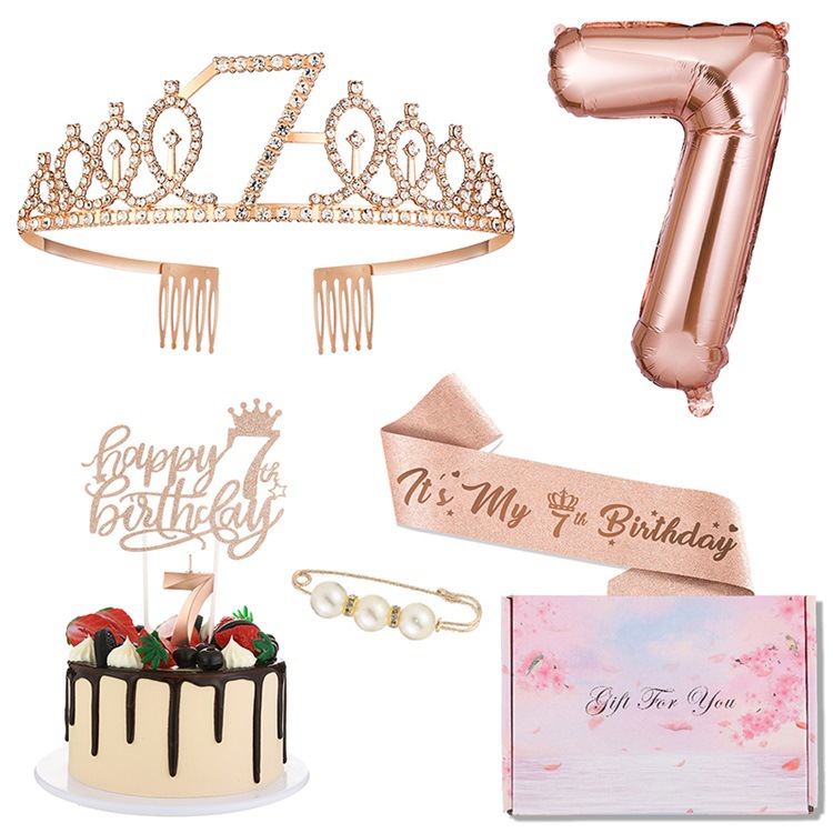 Children's Birthday Party Scene Decoration Digital Birthday Headwear Crown 3 Years Old 4 Years Old 5 Years Old Balloon suit