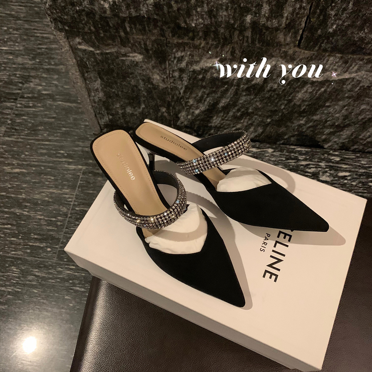 Sui Yinin Style 2025 Spring New One-Strap Pointed-Toe Rear-Air Thin Heel Covered High Heel Sandals for Women Summer