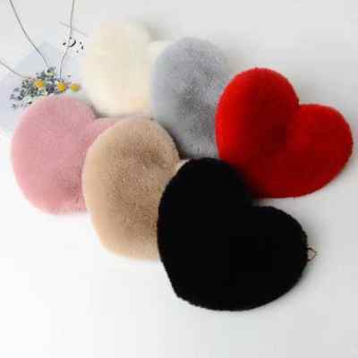 Love bag new Valentine's Day chain plush heart-shaped bag female crossbody bag peach heart-shaped love small bag female