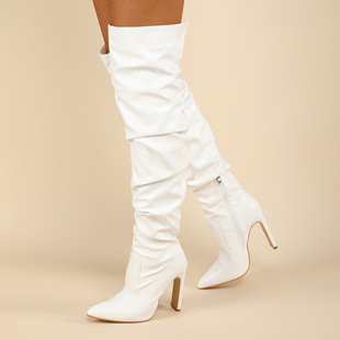 2022 autumn and winter New thick heel high heels fashion side zipper women's boots European and American style high boots foreign trade large size long-term