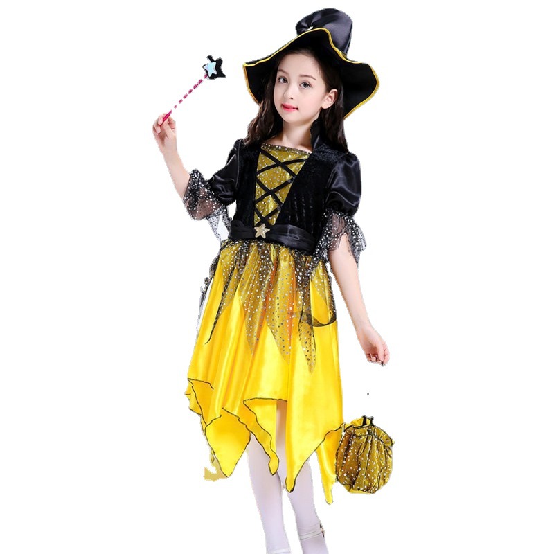 Halloween Children's Costume Girls Show Costume Witch Cloak Elf Magic Dress Children's Show Costume cos Costume