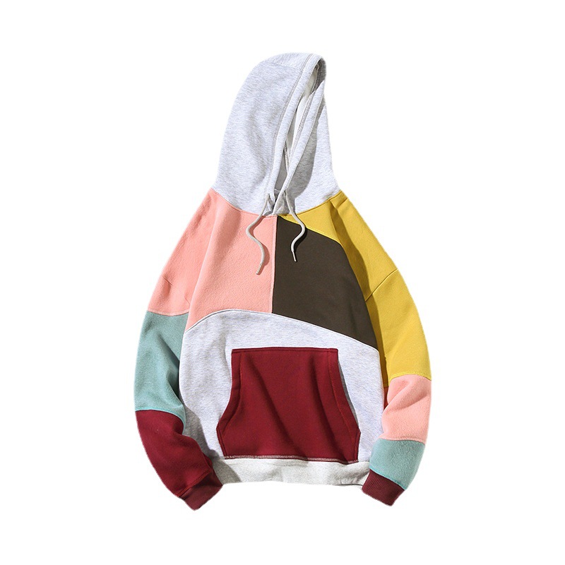 Spot Sweatshirt Men's Spring and Autumn Men's Hooded Top Teenagers Contrast Color Stitching Loose Fashion Hong Kong Style Jacket