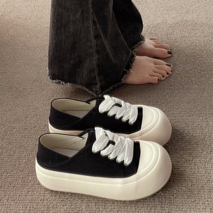 Two-way canvas shoes for women 2023 Summer new big head ugly cute solid color casual women's shoes slip-on white shoes for women