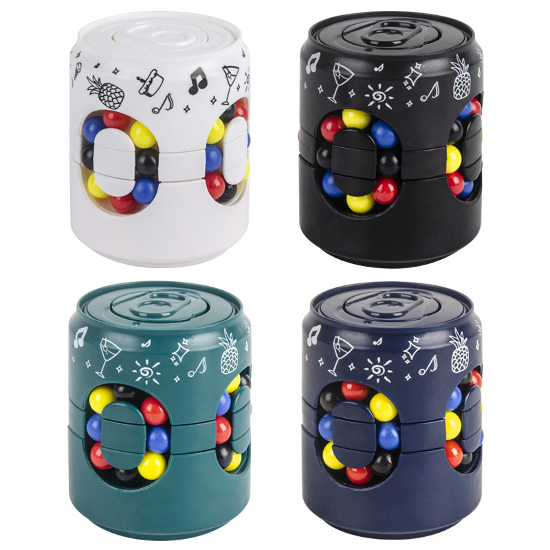 Cross-border hot-selling cans Rubik's Cube Hamburger Magic Bean Coa Rubik's Cube Fingertip Top Decompression Rotary Educational Toys