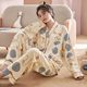 [Long Sleeve Pants] Foreign Trade ins Cross-border Korean Pajamas Women's Cardigan Sweet Simple Japanese Spring and Autumn