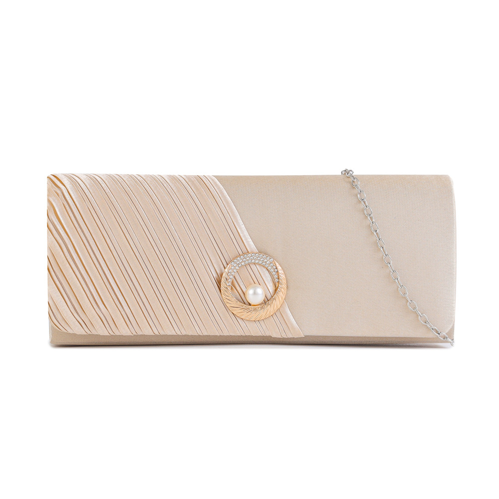European and American style satin pearl women's bag new pleated clutch bag evening bag