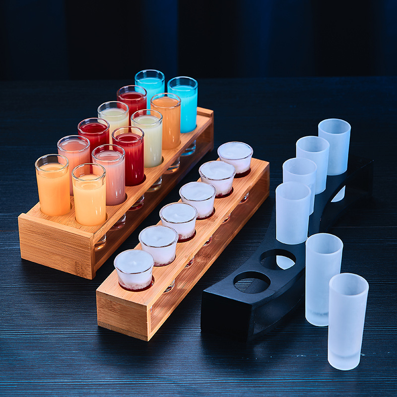 Creative bar cocktail bullet Cup 6 holes 12 holes Shot bamboo and wood cup holder acrylic cup holder