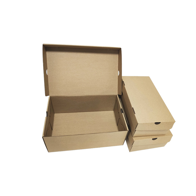 White kraft paper flip shoe box paper box sneaker storage packaging box carton in stock wholesale printable LOGO