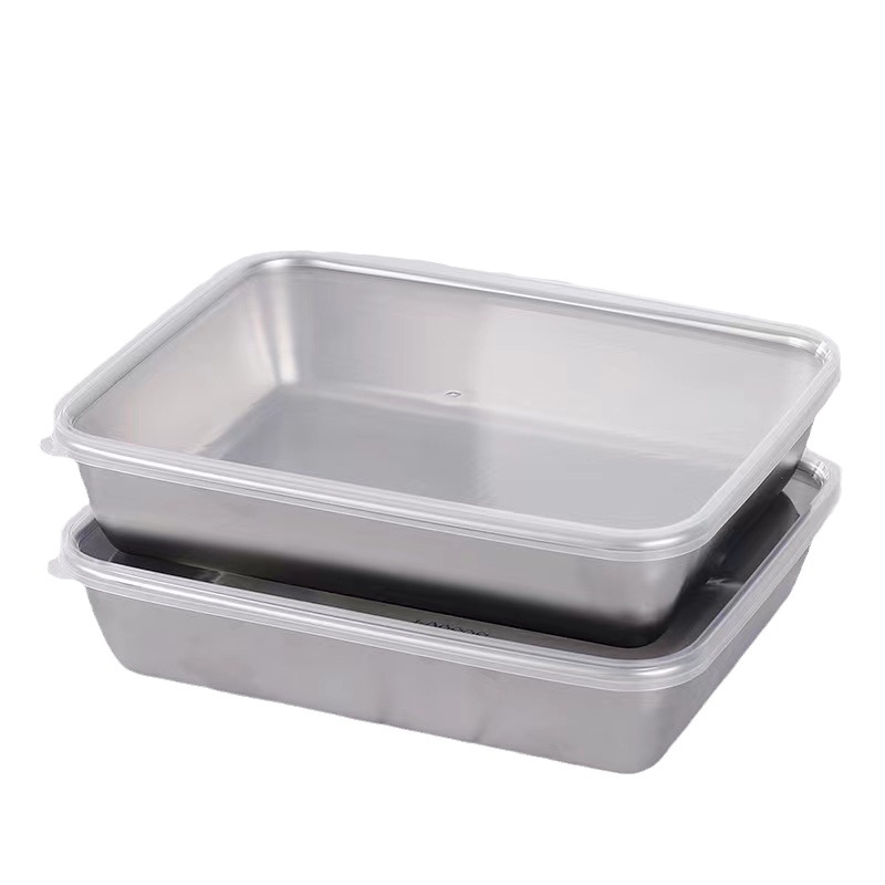 Stainless Steel Food Grade Large Capacity Household Refrigerator Storage Box Fresh-keeping Box Towel Tray Flavor Box Dumpling Tray Multi-purpose Tray