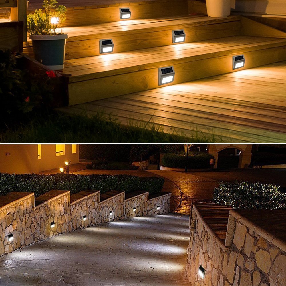 Cross border solar staircase stainless steel 3led ladder light outdoor rainproof wall lamp fence lamp night light