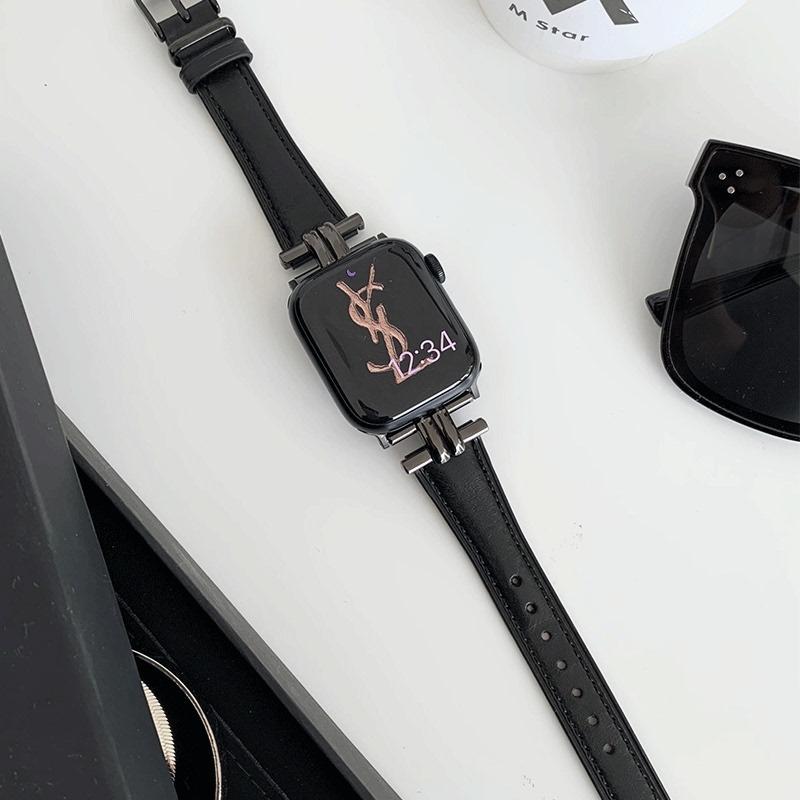 For Apple Watch S10 Strap High-grade Genuine Leather iwatch9876543se Generation Small Man Waist Autumn and Winter Leather