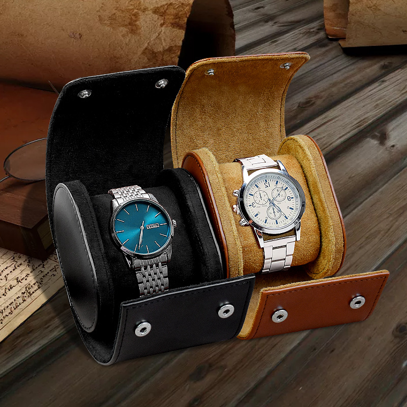 Leather Watch Box Cross-border Hot Selling Retro Watch Box Leather Multi-pack Watch Box Roll Storage Box Wholesale