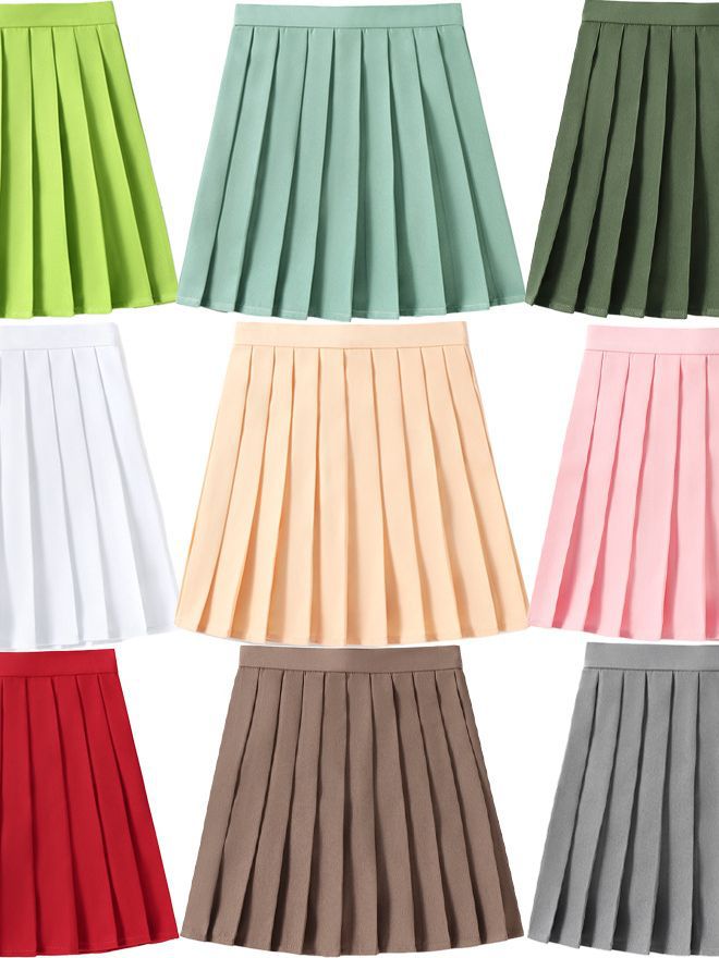 Anime Women's Academic Style Skirt Fold Skirt Student Pleated Skirt High Waist Skirt Class Campus Clothing Solid Color Uniform Skirt