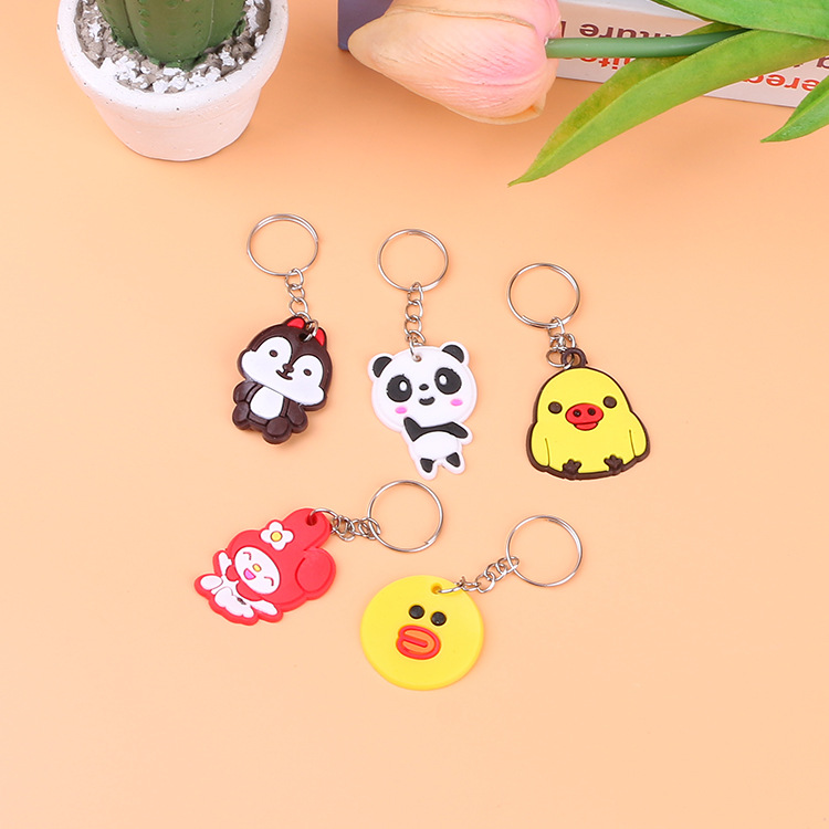 Cute Cartoon PVC Soft Rubber Keychain Small Gift Silicone Key Ring Pendant Pendant Bag Accessories Key Chain