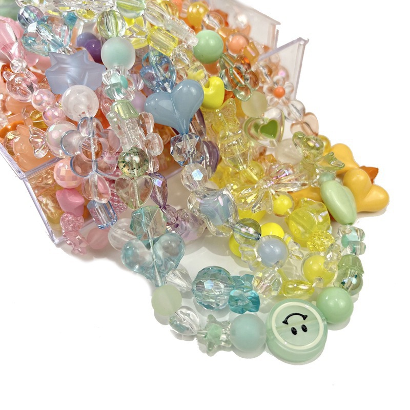 Acrylic loose beads handmade diy material wholesale beaded bracelet mobile phone chain mixed material package rubber band accessories