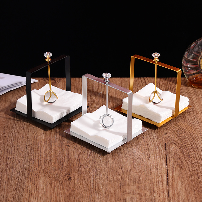 Light luxury metal tissue holder Creative Square tissue press paper holder simple restaurant hotel countertop tissue holder decoration