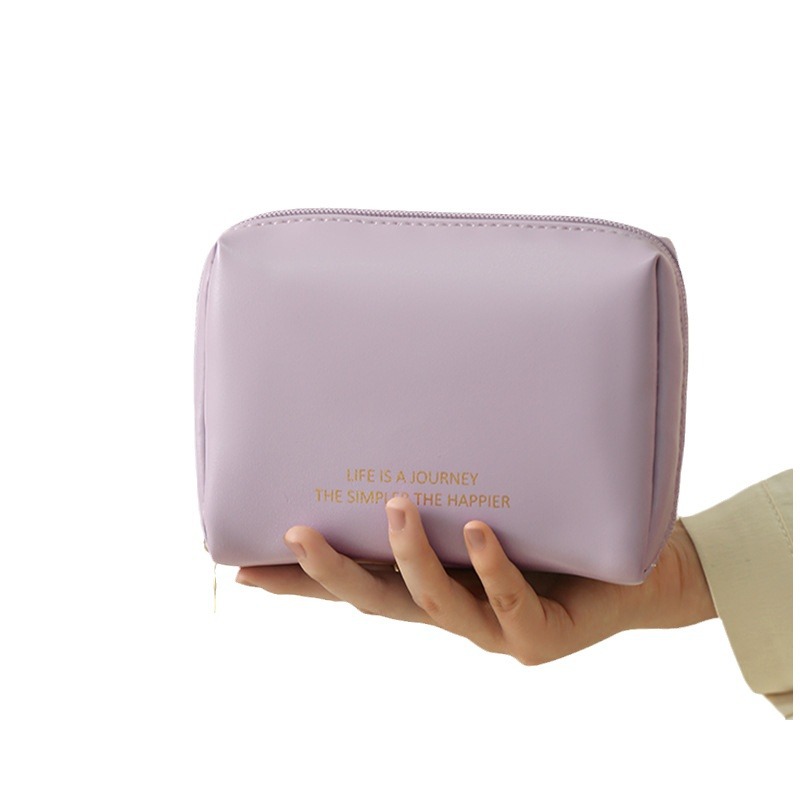 New PU cosmetic bag large capacity ins high sense travel waterproof storage bag trumpet hand wash bag wholesale