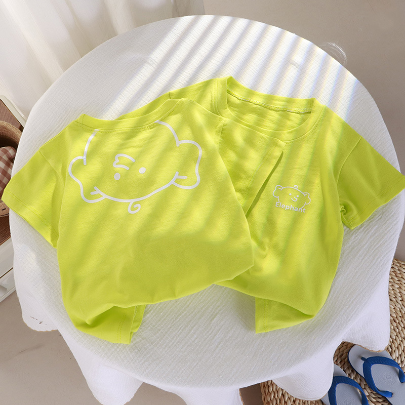 Children's short-sleeved T-shirt summer new casual girls jacket single-piece boys T-shirt cotton children's clothing a generation of hair