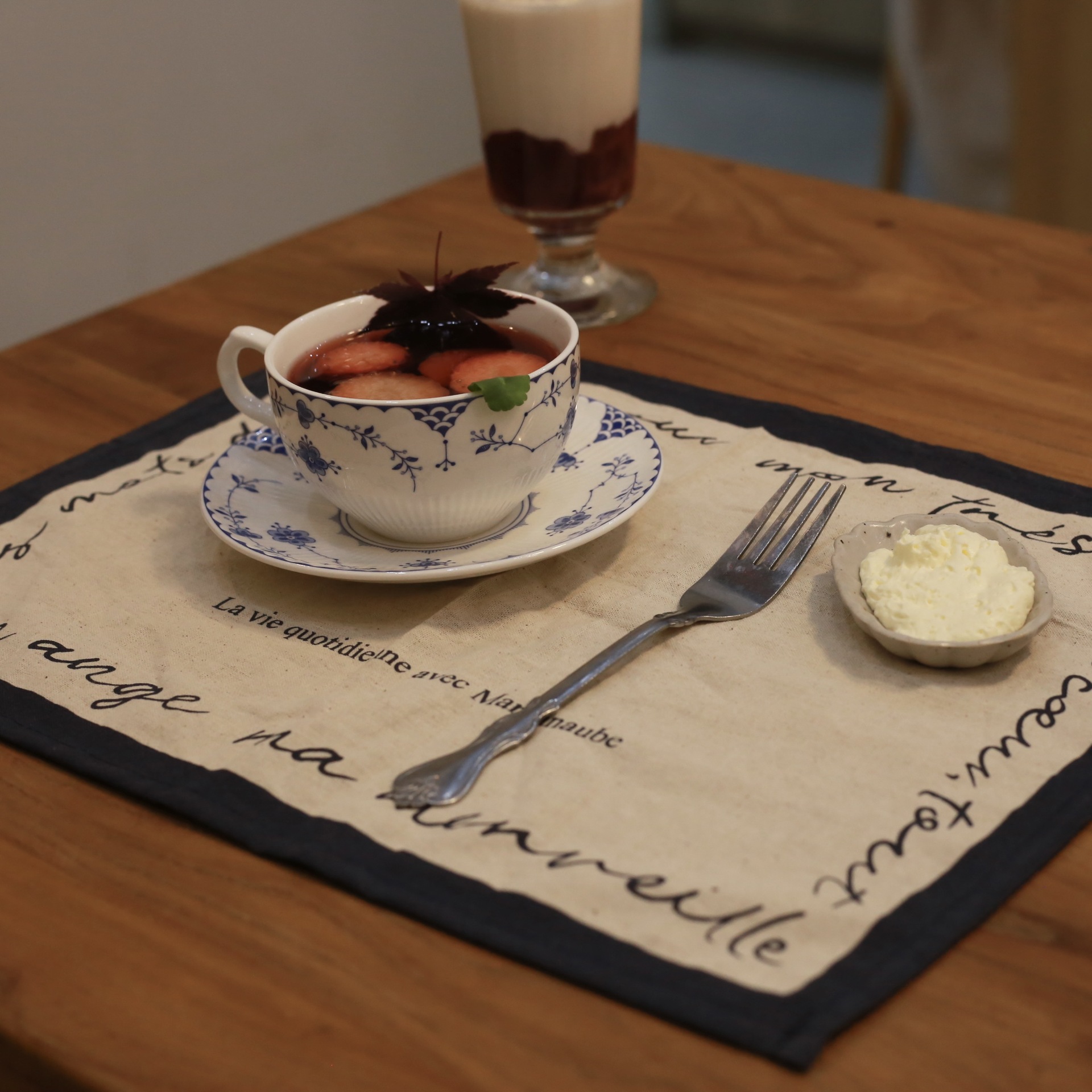 ins Korean Blogger Same Style Place Mat Linen English Letter Napkin Cloth Minimalist Retro Solid Color Table Decoration