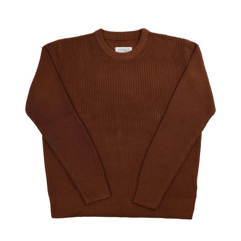 Magila style wool sweater autumn and winter thickened round neck pullover loose fashion trendy apricot brown two-color men and women
