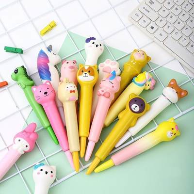 Creative children's decompression pen soft slow rebound decompression pen cartoon learning office supplies vent gel pen